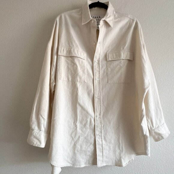 Frank & Eileen White and Blue Layered Button Down Shirt - Picture 2 of 12